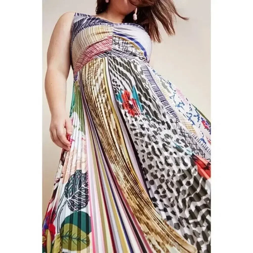 Anthropologie x Geisha Designs Jacinta Midi Dress Pleated Fit & Flare Size 0 - Picture 7 of 16